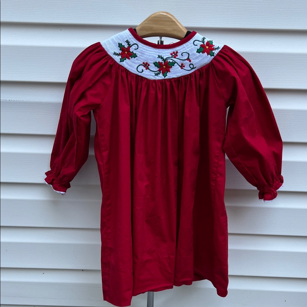 Lil Cactus Elegant Red Embroidered Kids Dress